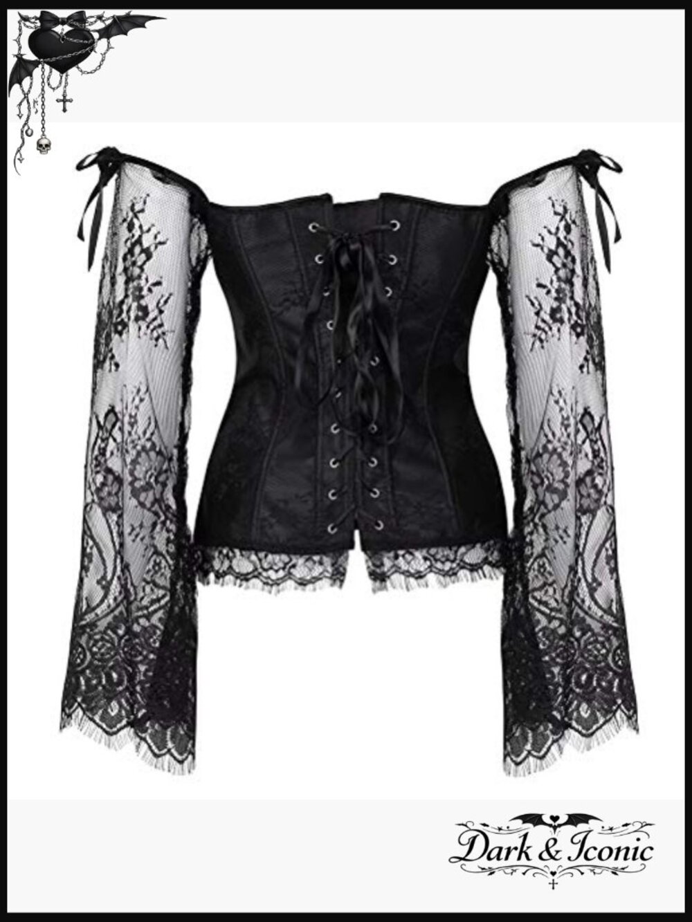 Corset Top for Women with Sleeves Lace Floral Bustier Waist Training - Picture 3 of 6